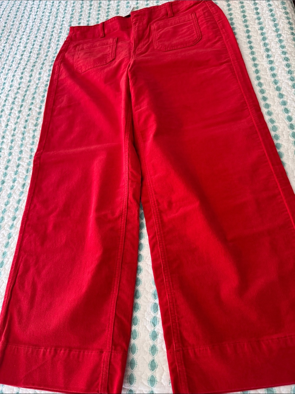 Talbots Red Wide-Leg Corduroy Pants